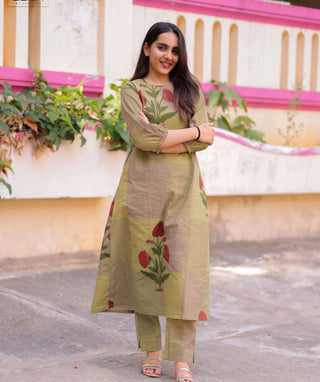 Olive Meadow Cotton Co-ords with Pockets – Casual Chic