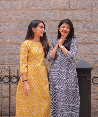 Warm Haldi Hue A-Line Cotton Kurti with Pockets & 3/4 Sleeves