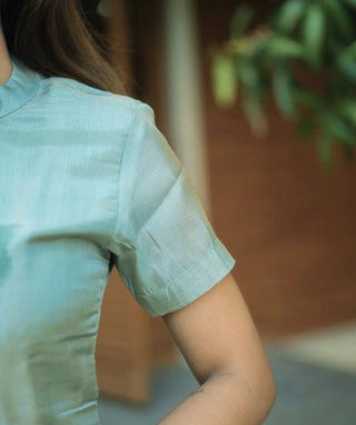 Sage Green Tissue Silk Kurti – Casual Wear