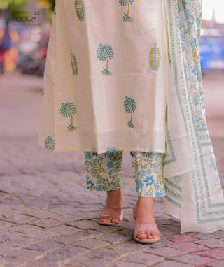 Moonstone Cotton 3-Piece Set in Teal Bloom Print