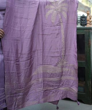 Lilac Whisper Muslin 3 Piece Kurta Set with Pockets