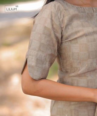 Mushroom Mist Chanderi Kurti with Shawl for Women