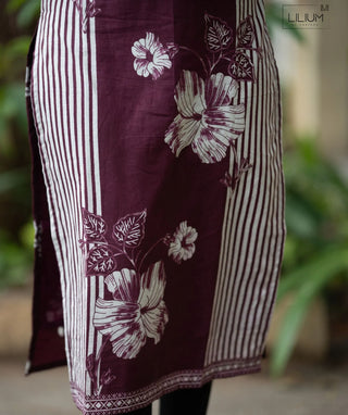 Wine Blossom Cotton Kurti for Everyday Comfort & Style