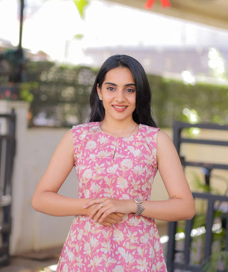 Flamingo Pink Co-ord Dress with Pockets – Cotton Casual Wear