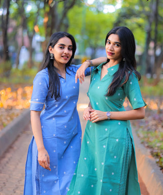 Powder Blue Cotton Handloom Co-ords with Pockets – Casual Chic