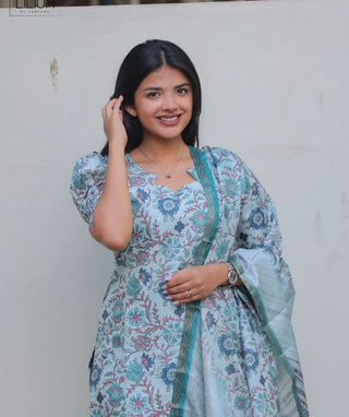 Trending Celestial Mint Tussar Kurti with Shawl for Women
