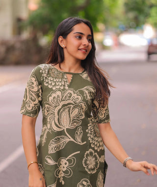 Forest Whisper Cotton Kurti – Minimalist Daily Wear
