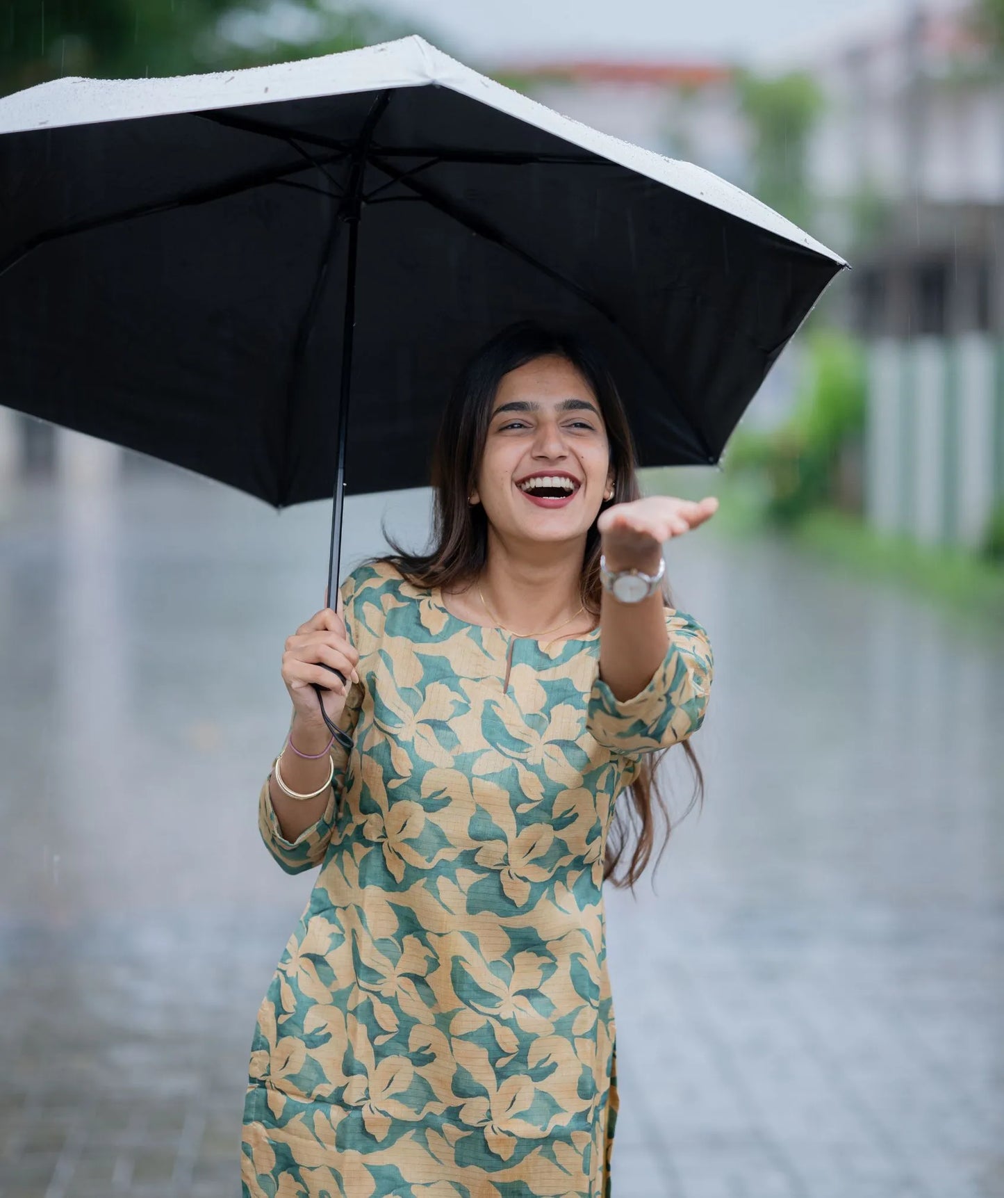 Sandal & Green Manipuri Kurti - Traditional Wear