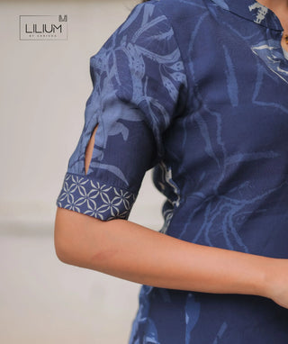 Midnight Denim Blue Muslin Kurti for Women