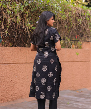 Noir Heritage Printed Co-ord Set in Siberian Tussar