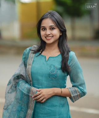 Full set showing dress, inner, and dupatta