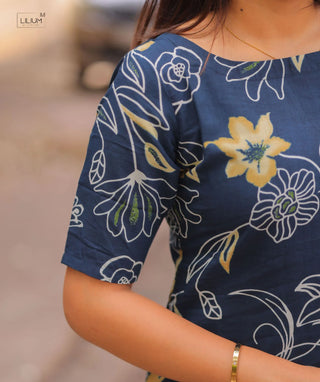 Indigo Meadow Casual Cotton Kurti with Comfortable Fit