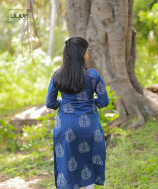 Midnight Fern Cotton Kurti for Everyday Elegance