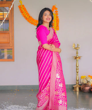 Festive Banarasi Russian saree back drape