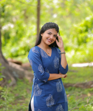 Midnight Fern Cotton Kurti for Everyday Elegance