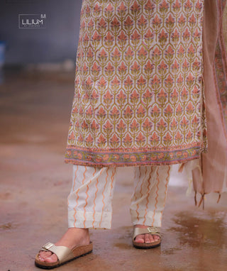 Zaraya Veil Slub Cotton 3 Piece Kurti Set with Pockets