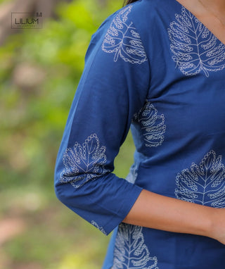 Midnight Fern Cotton Kurti for Everyday Elegance