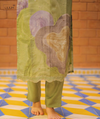 Sage Meadow Tissue Silk 3-Piece Festive Wear Set