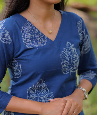 Midnight Fern Cotton Kurti for Everyday Elegance
