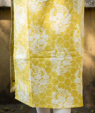 Lime Yellow Blossom Cotton Ready to Wear Kurti – Casual Style