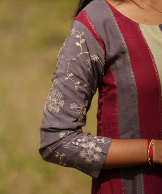 Rosewood Plum Muslin Silk 3-Piece Festive Set