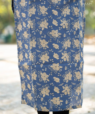 Denim Blossom Cotton Kurti with Elbow Sleeves – Casual