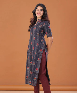 Wine Berry Cotton Lycra Ready-to-Wear Bottom with Pockets