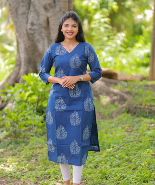 Midnight Fern Cotton Kurti for Everyday Elegance
