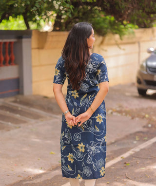 Indigo Meadow Casual Cotton Kurti with Comfortable Fit