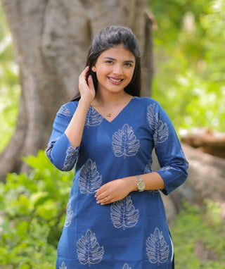 Midnight Fern Cotton Kurti for Everyday Elegance