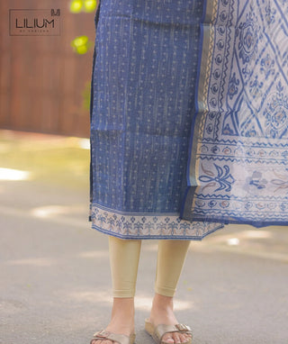 Chanderi Silk Kurti with Shawl in Celestial Blue