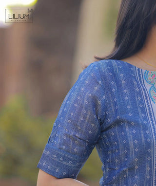 Chanderi Silk Kurti with Shawl in Celestial Blue