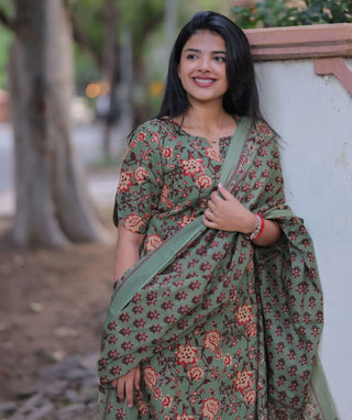 Sagewood Rose Cotton 3-Piece Set with Elbow Sleeves