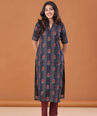 Wine Berry Cotton Lycra Ready-to-Wear Bottom with Pockets