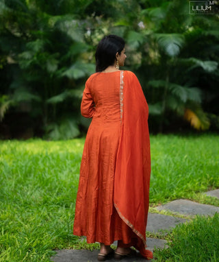 Amber Rust Muslin Silk 3-Piece Festive Set