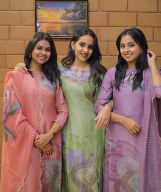 Sage Meadow Tissue Silk 3-Piece Festive Wear Set