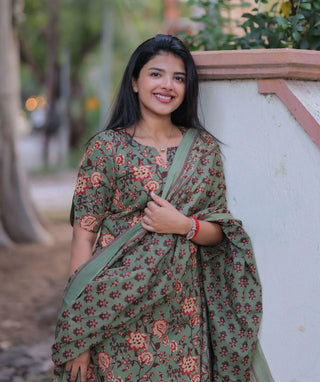 Sagewood Rose Cotton 3-Piece Set with Elbow Sleeves