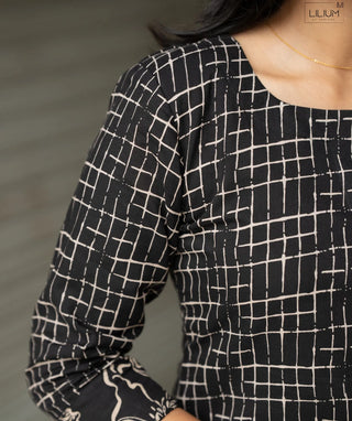 Dark Velvet Black Cotton Kurti – Casual Wear