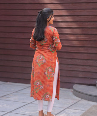 Terracotta Bloom Cotton Kurti for Women | Everyday Ethnic Wear
