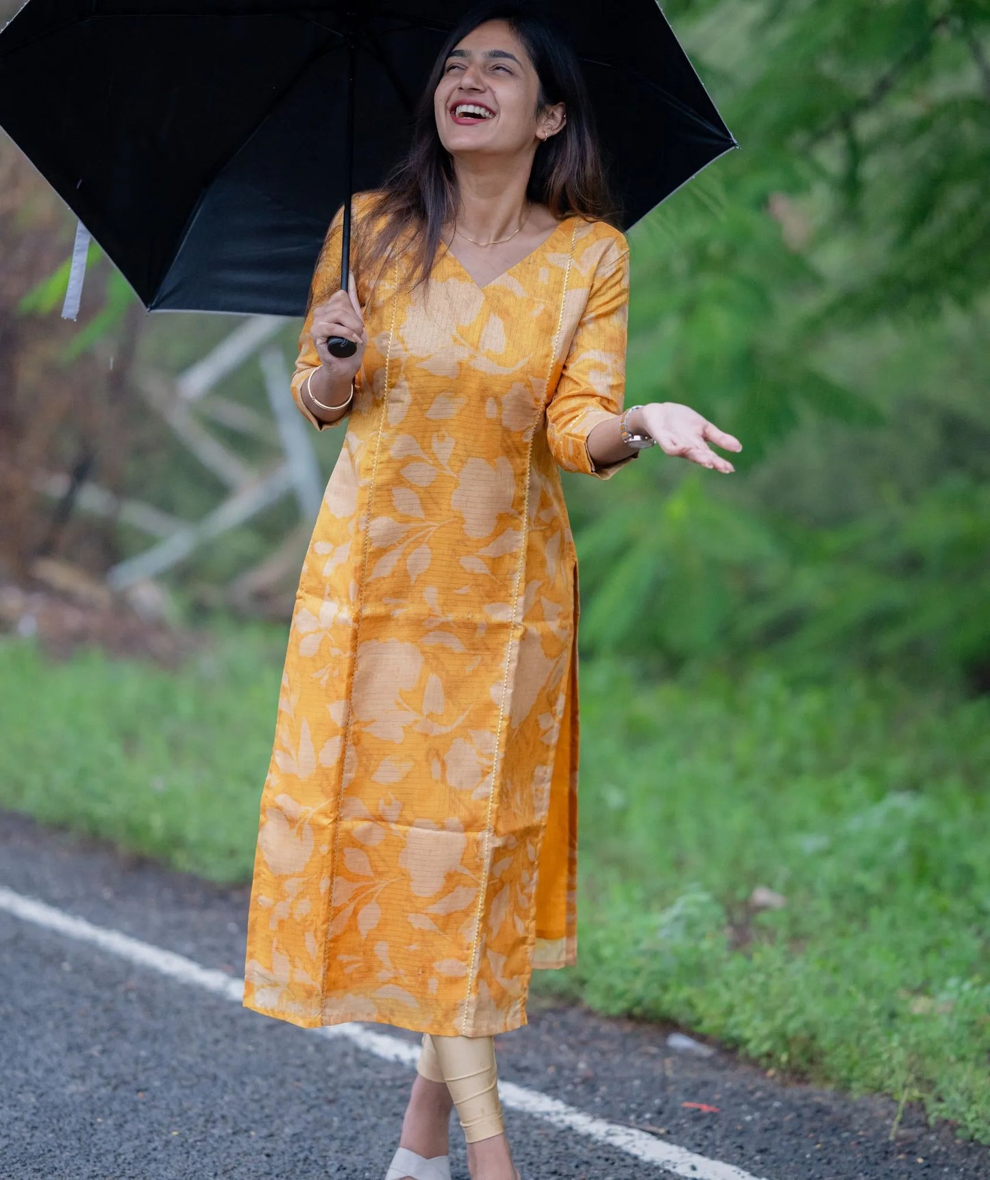 Golden Yellow Manipuri Kurti – Traditional Wear