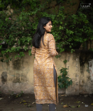 Imperial Mustard Soft Cotton Kurti with Open Slit