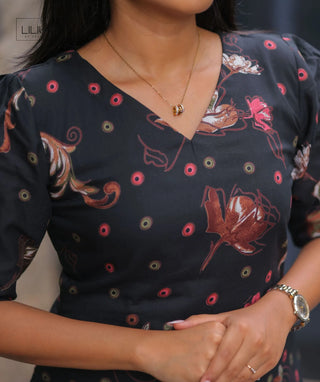 Midnight Rosewood Cotton Kurti – Everyday Elegance Edition