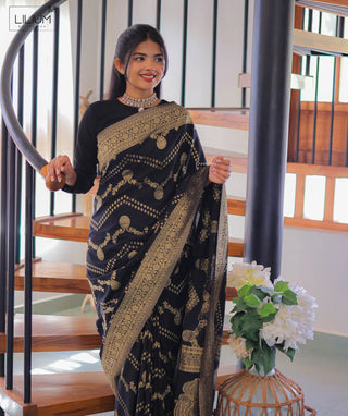 Banarasi Georgette Saree in Midnight Charm
