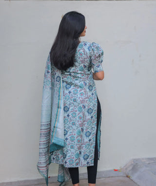 Trending Celestial Mint Tussar Kurti with Shawl for Women