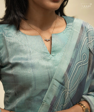 3/4 sleeve Aqua Sage silk top