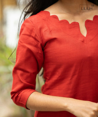 3/4 sleeve redwood kurti with soft lining
