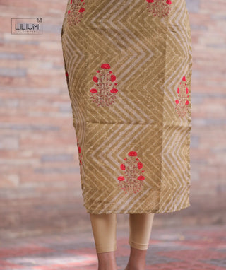 3/4 sleeve yellow kurti with lining – cuff detail