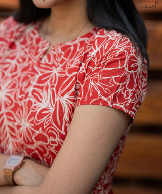 Berry Red Cotton Maxi Dress for Casual Wear
