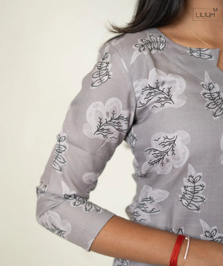3/4th Sleeve Cotton Kurti in Alpine Mist