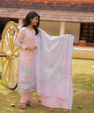 Traditional 3 piece kurti set in blush horizon shade